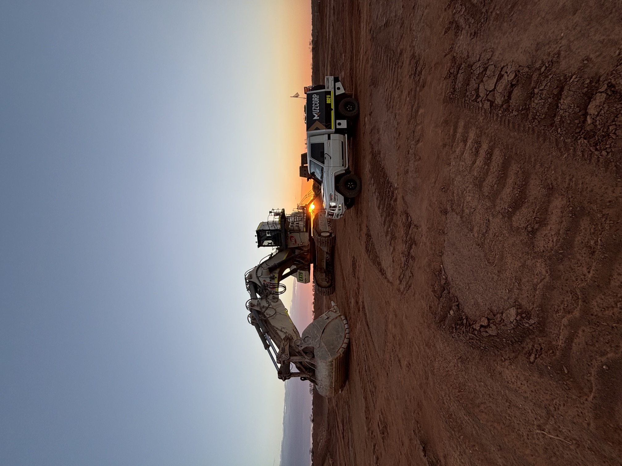 Muzcorp service vehicle at sunset